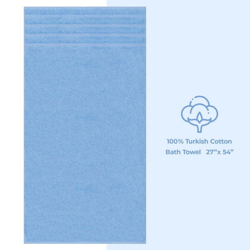 American Soft Linen - Single Piece Turkish Cotton Bath Towels - Sky-Blue - 1