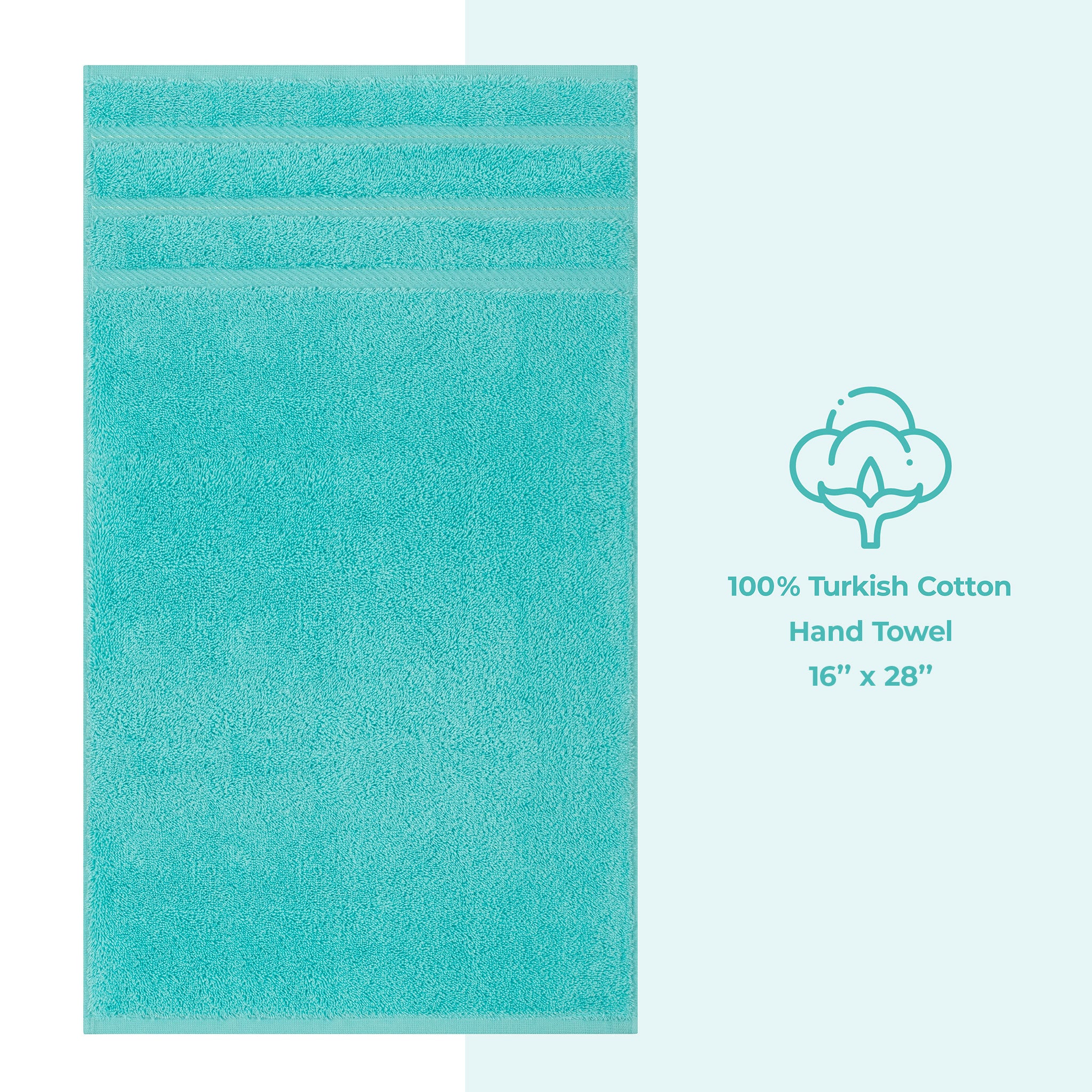 American Soft Linen - Single Piece Turkish Cotton Hand Towels - Turquoise-Blue - 1