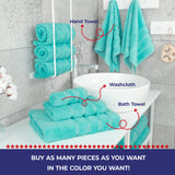 American Soft Linen - Single Piece Turkish Cotton Hand Towels - Turquoise-Blue - 4