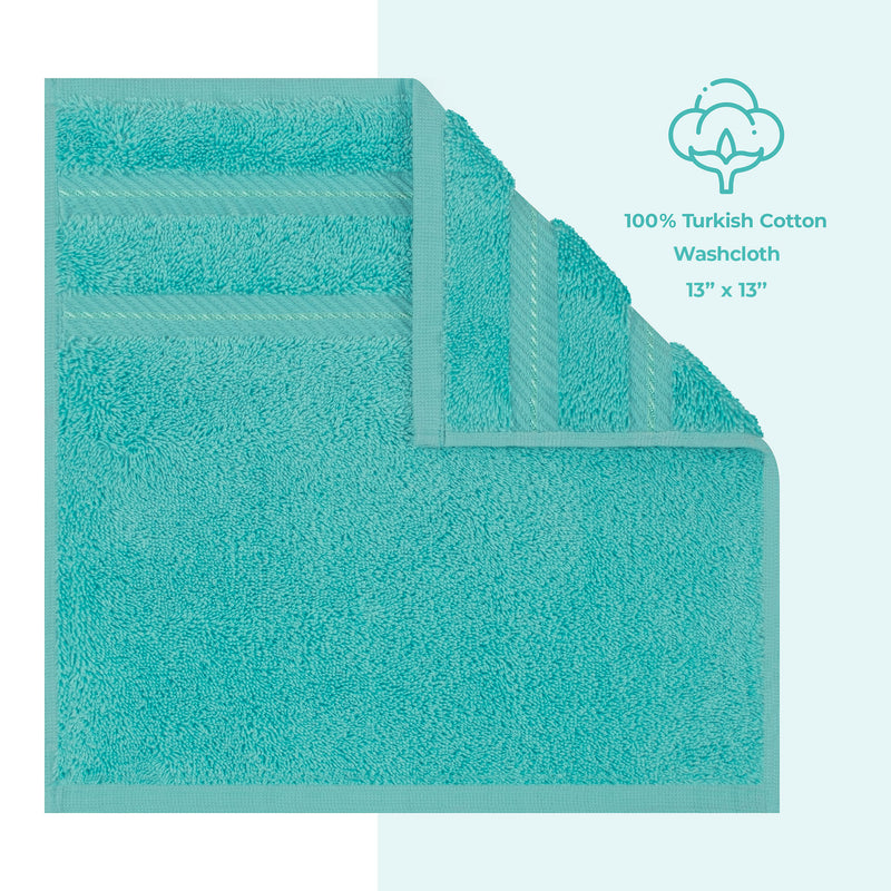 American Soft Linen - Single Piece Turkish Cotton Washcloth Towels - Turquoise-Blue - 1