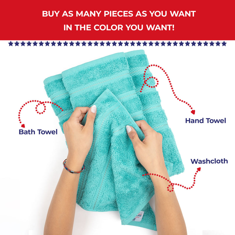 American Soft Linen - Single Piece Turkish Cotton Washcloth Towels - Turquoise-Blue - 4