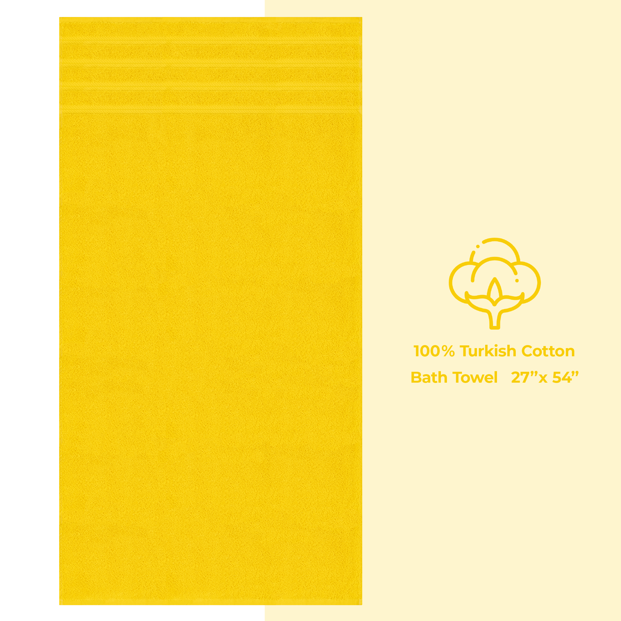 American Soft Linen - Single Piece Turkish Cotton Bath Towels - Yellow - 1