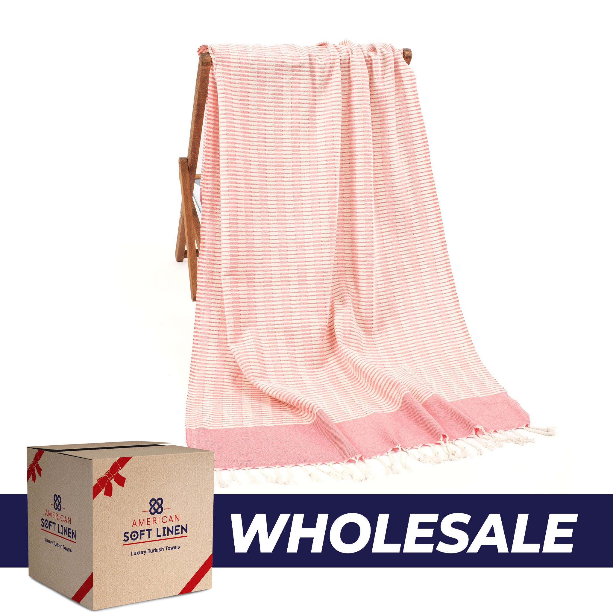 American Soft Linen - 100% Cotton Turkish Peshtemal Towels - 44 Set Case Pack - Coral - 0