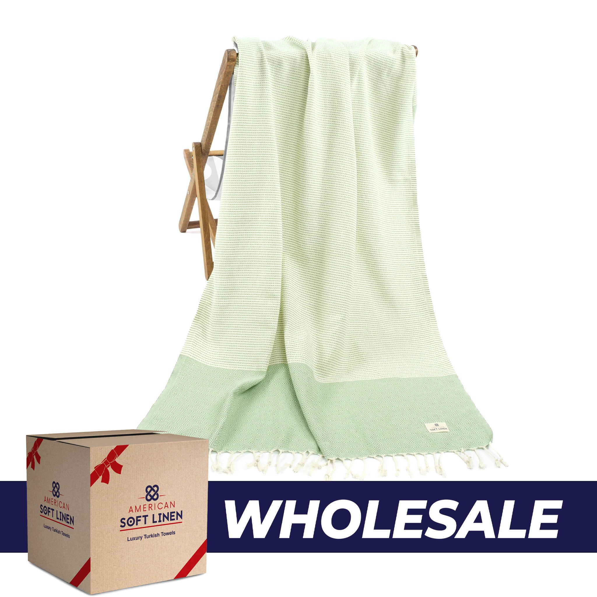 American Soft Linen - 100% Cotton Turkish Peshtemal Towels - 44 Set Case Pack - Green - 0