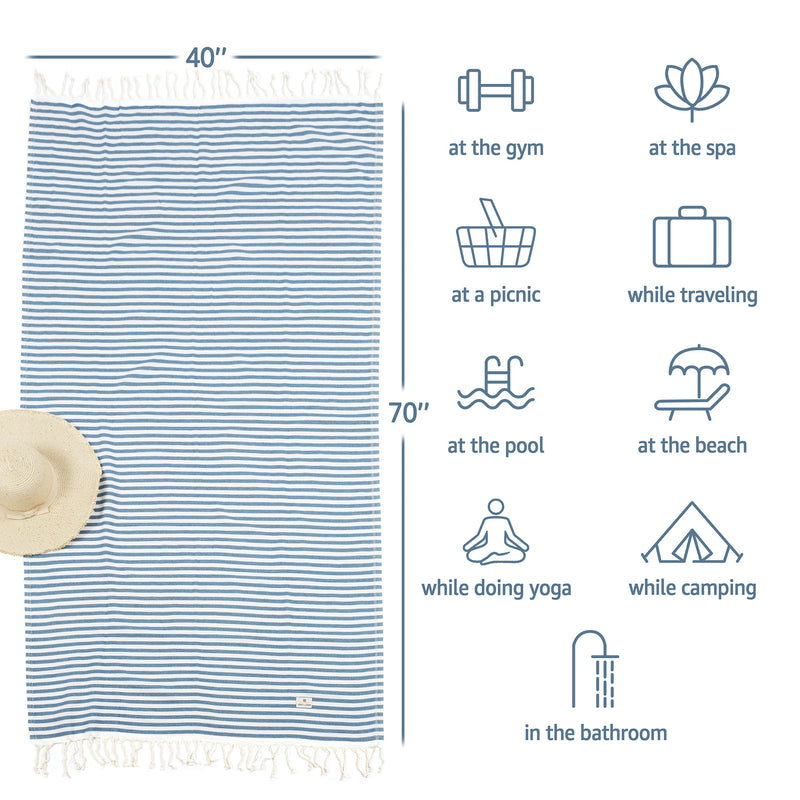 American Soft Linen - 100% Cotton Turkish Peshtemal Towels - 44 Set Case Pack - Petrol-Blue - 4
