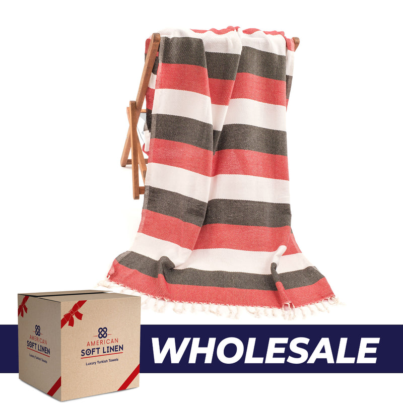 American Soft Linen - 100% Cotton Turkish Peshtemal Towels - 44 Set Case Pack - Red - 0
