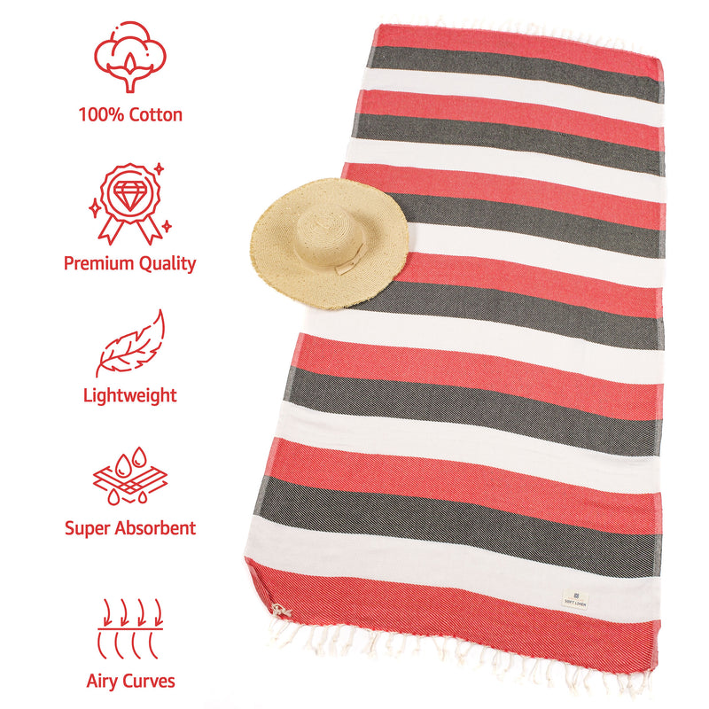 American Soft Linen - 100% Cotton Turkish Peshtemal Towels - 44 Set Case Pack - Red - 3