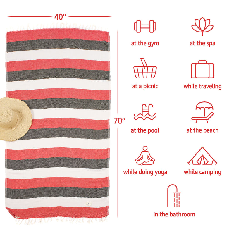 American Soft Linen - 100% Cotton Turkish Peshtemal Towels - 44 Set Case Pack - Red - 4