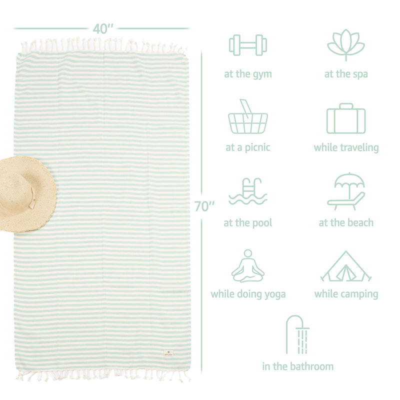 American Soft Linen - 100% Cotton Turkish Peshtemal Towels - 44 Set Case Pack - Sage - 4