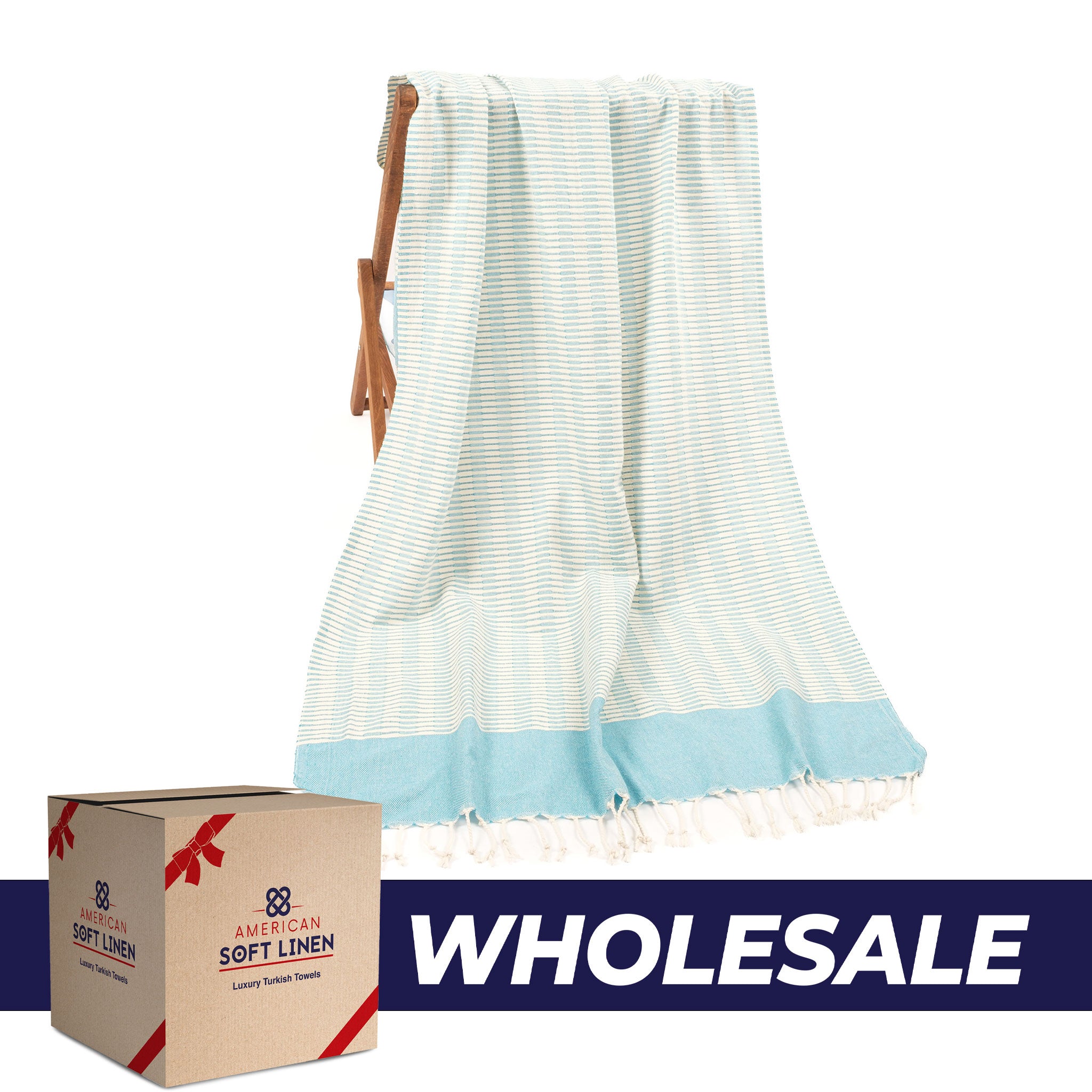 American Soft Linen - 100% Cotton Turkish Peshtemal Towels - 44 Set Case Pack - Turquoise - 0