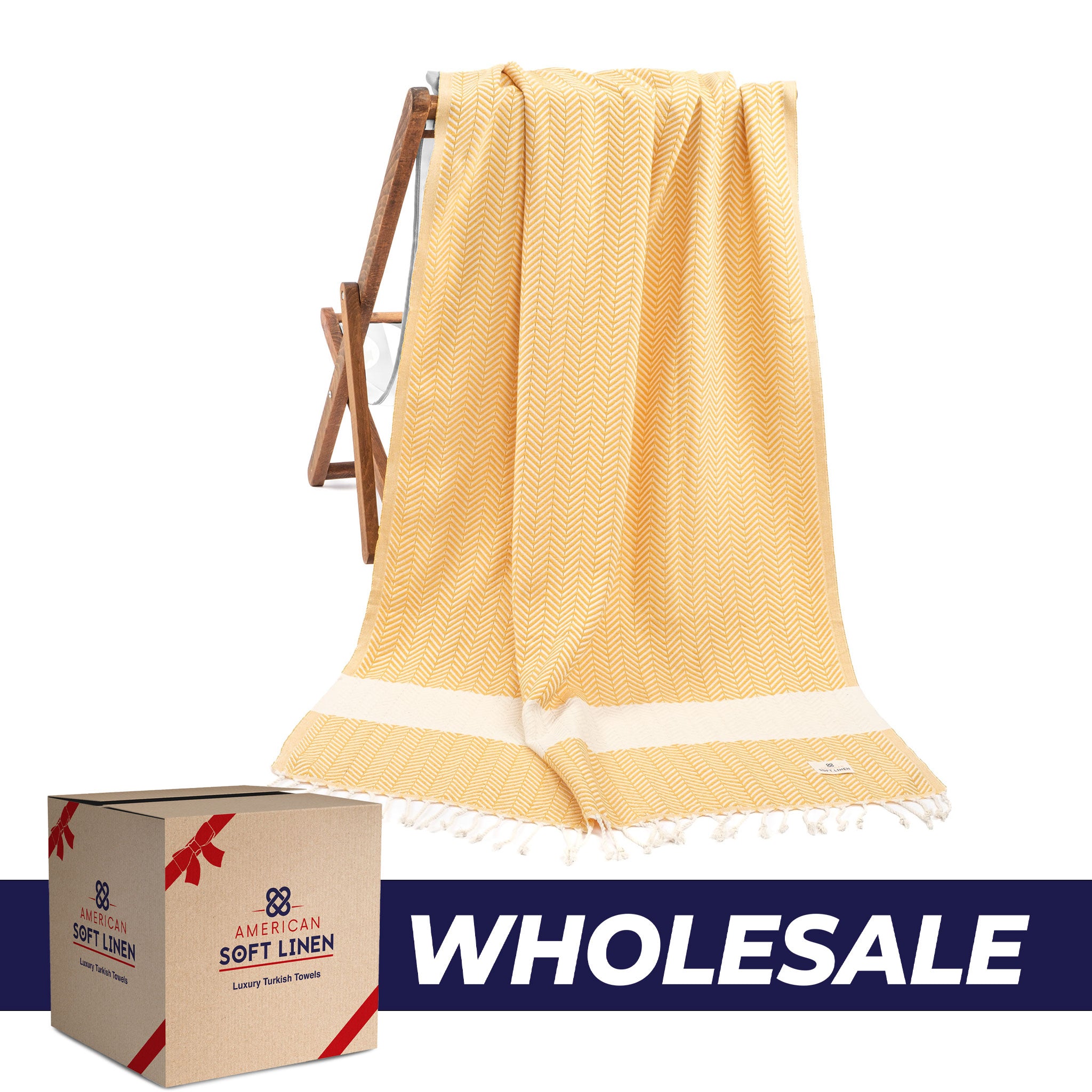 American Soft Linen - 100% Cotton Turkish Peshtemal Towels - 44 Set Case Pack - Yellow - 0