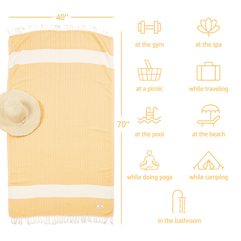 American Soft Linen - 100% Cotton Turkish Peshtemal Towels - 44 Set Case Pack - Yellow - 4