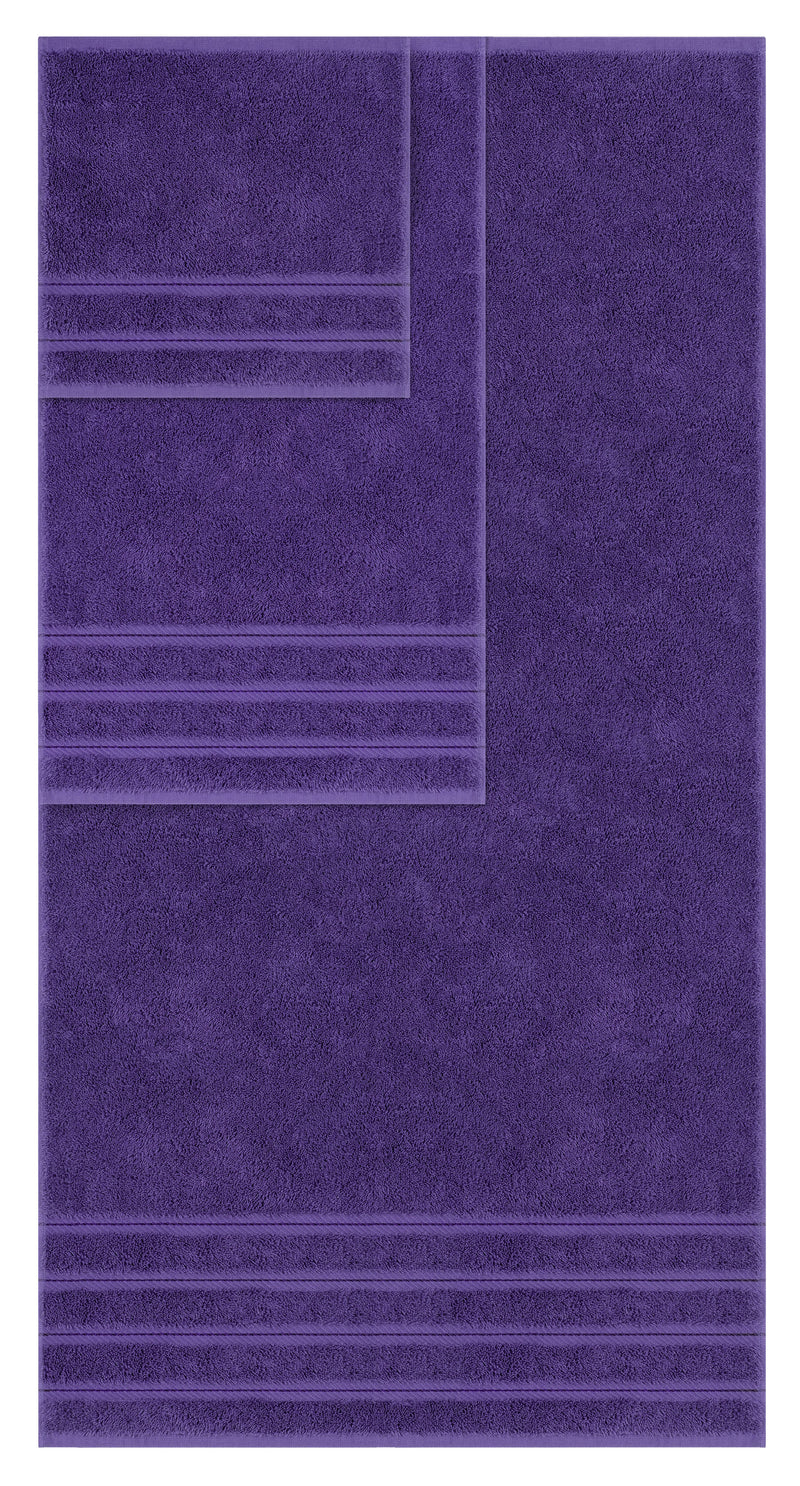 American Soft Linen - Embroidery 6 Piece 100% Turkish Cotton Towel Set - Purple - 0